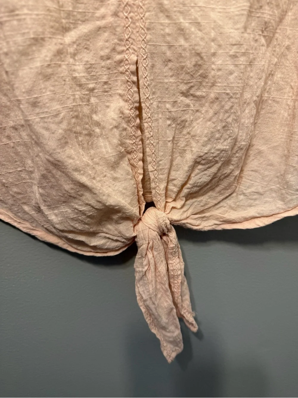 Max Studio Light Peach V-Neck Tie-Front Blouse - Picture 5 of 7